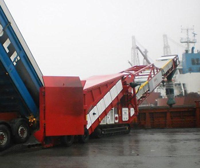 Telestack Barge / Ship-loading direct from trucks - Conveyors